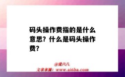 码头操作费指的是什么意思？什么是码头操作费？