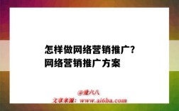 怎样做网络营销推广？网络营销推广方案（网络推广营销怎么做）