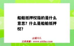 船舶抵押权指的是什么意思？什么是船舶抵押权？