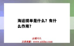 海运提单是什么？有什么作用？（什么是海运提单,有什么作用）