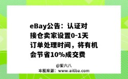 eBay公告：认证对接仓卖家设置0-1天订单处理时间，将有机会节省10%成交费