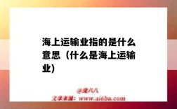 海上运输业指的是什么意思（什么是海上运输业)