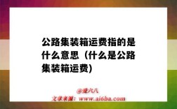 公路集装箱运费指的是什么意思（什么是公路集装箱运费)
