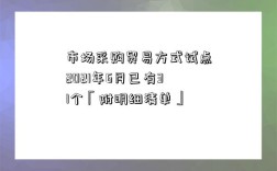 市场采购贸易方式试点2021年6月已有31个「附明细清单」