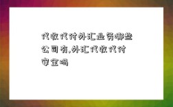 代收代付外汇业务哪些公司有,外汇代收代付安全吗