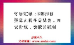 今日汇率：5月23日离岸人民币兑美元、日元升值，兑欧元贬值