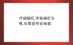 代理结汇,专业结汇公司,让资金安全回国