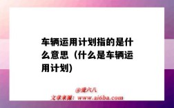 车辆运用计划指的是什么意思（什么是车辆运用计划)