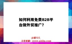 如何利用免费B2B平台做外贸推广？（怎么用b2b平台进行推广）