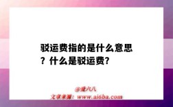 驳运费指的是什么意思？什么是驳运费？
