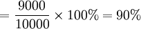 =\frac{9000}{10000}\times100%=90%