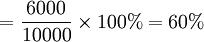 =\frac{6000}{10000}\times100%=60%