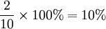 \frac{2}{10}\times100%=10%