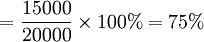=\frac{15000}{20000}\times100%=75%