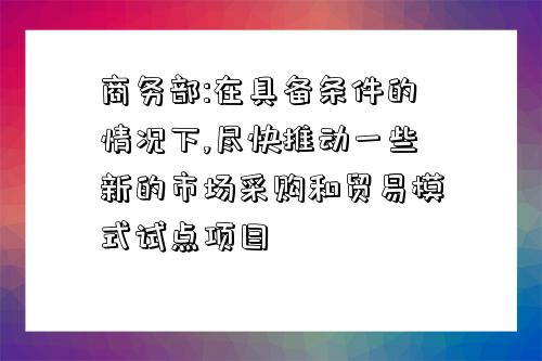 商务部:在具备条件的情况下,尽快推动一些新的市场采购和贸易模式试点项目-图1
