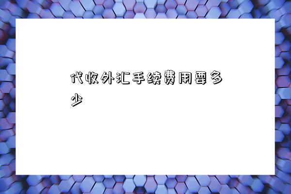 代收外汇手续费用要多少-图1
