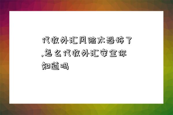 代收外汇风险太恐怖了,怎么代收外汇安全你知道吗-图1