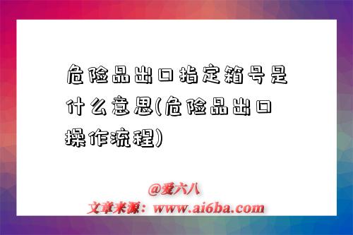 危险品出口指定箱号是什么意思(危险品出口操作流程)-图1 危险品出口指定箱号是什么意思(危险品出口操作流程)-图1