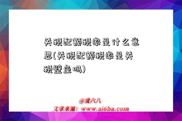 关税配额税率是什么意思(关税配额税率是关税壁垒吗)-图1 关税配额税率是什么意思(关税配额税率是关税壁垒吗)-图1