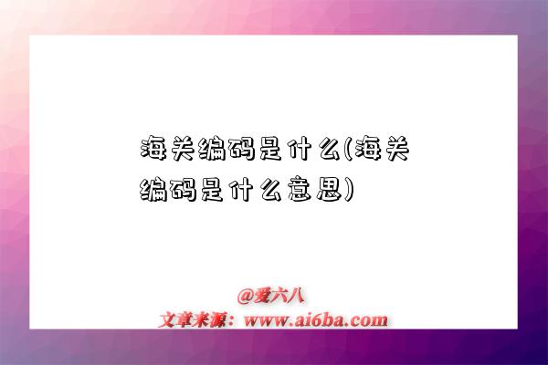 海关编码是什么(海关编码是什么意思)-图1 海关编码是什么(海关编码是什么意思)-图1