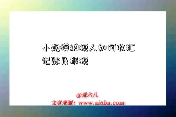 小规模纳税人如何收汇记账及报税-图1 小规模纳税人如何收汇记账及报税-图1
