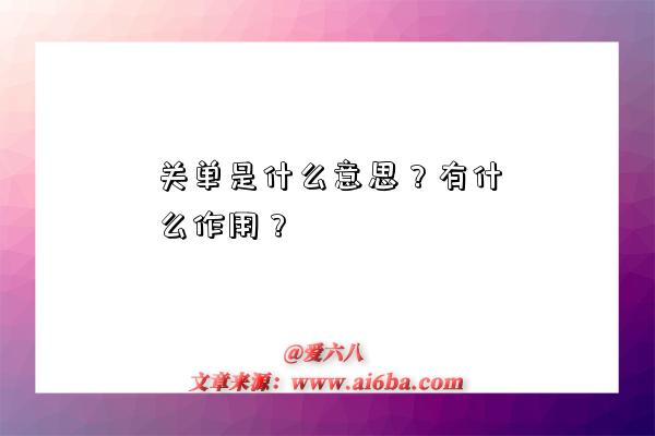 关单是什么意思?有什么作用?-图1 关单是什么意思?有什么作用?-图1