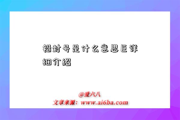 铅封号是什么意思巨详细介绍-图1