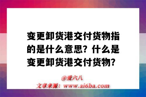 变更卸货港交付货物指的是什么意思？什么是变更卸货港交付货物？-图1