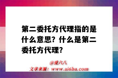 第二委托方代理指的是什么意思?什么是第二委托方代理?-图1 第二委托方代理指的是什么意思?什么是第二委托方代理?-图1