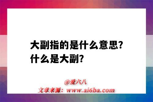 大副指的是什么意思?什么是大副?-图1 大副指的是什么意思?什么是大副?-图1