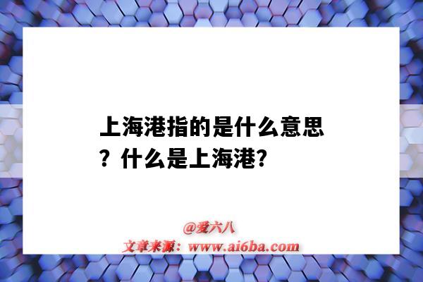 上海港指的是什么意思？什么是上海港？-图1