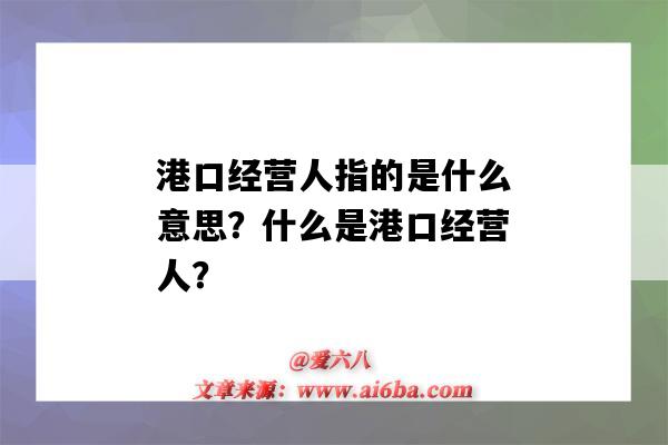 港口经营人指的是什么意思?什么是港口经营人?-图1 港口经营人指的是什么意思?什么是港口经营人?-图1
