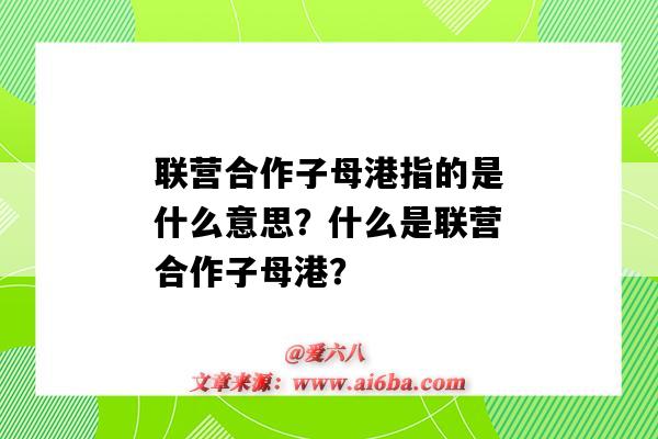 联营合作子母港指的是什么意思？什么是联营合作子母港？-图1