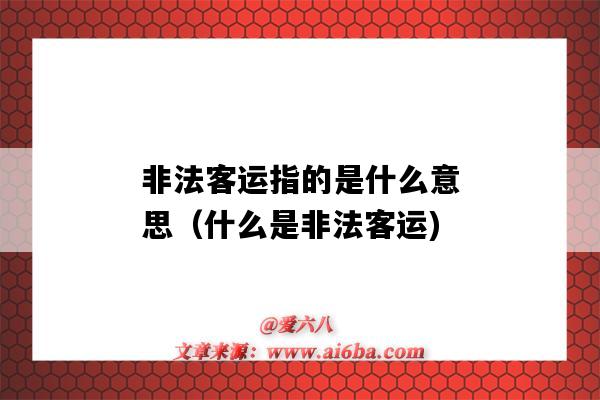 非法客运指的是什么意思(什么是非法客运)-图1 非法客运指的是什么意思(什么是非法客运)-图1