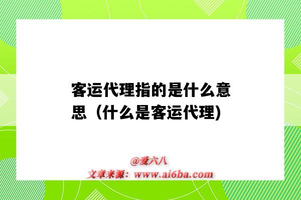 客运代理指的是什么意思(什么是客运代理)-图1 客运代理指的是什么意思(什么是客运代理)-图1