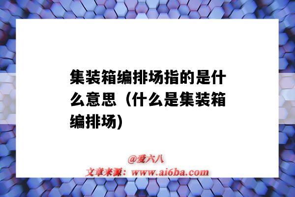 集装箱编排场指的是什么意思(什么是集装箱编排场)-图1 集装箱编排场指的是什么意思(什么是集装箱编排场)-图1