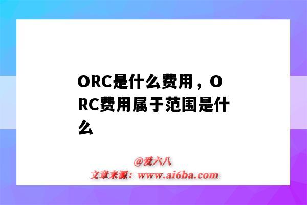 ORC是什么费用，ORC费用属于范围是什么（ORC费用是什么意思）-图1