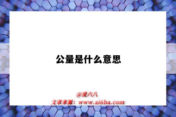 公量是什么意思(什么叫“公量”?)-图1 公量是什么意思(什么叫“公量”?)-图1