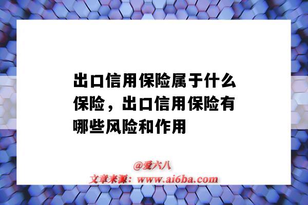 出口信用保险属于什么保险，出口信用保险有哪些风险和作用（什么是出口信用保险?它有何特点?）-图1