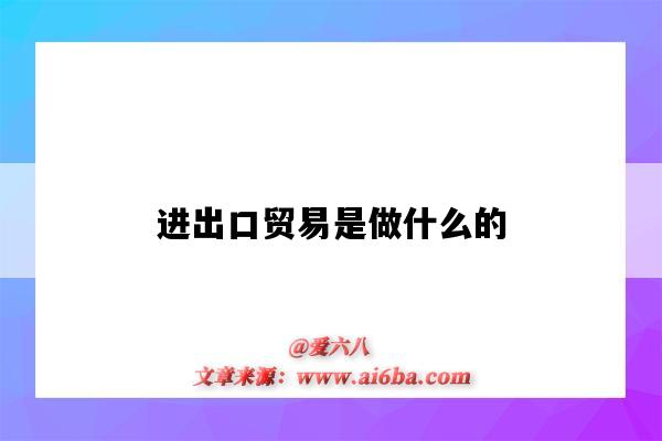 进出口贸易是做什么的(进出口贸易是做什么的公司)-图1 进出口贸易是做什么的(进出口贸易是做什么的公司)-图1
