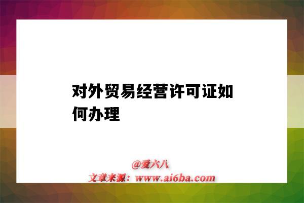 对外贸易经营许可证如何办理(对外贸易经营许可证在哪里办)-图1 对外贸易经营许可证如何办理(对外贸易经营许可证在哪里办)-图1