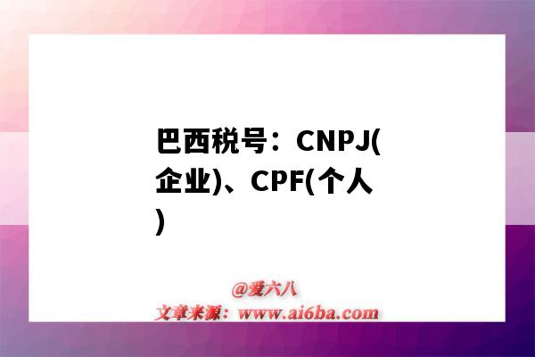 巴西税号:CNPJ(企业)、CPF(个人)(巴西cpf税号生成)-图1 巴西税号:CNPJ(企业)、CPF(个人)(巴西cpf税号生成)-图1