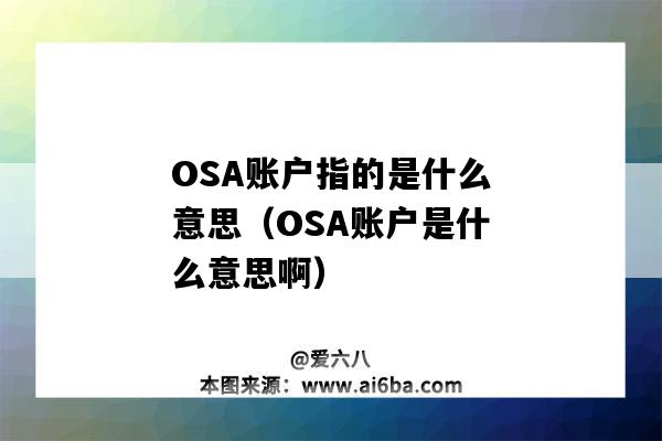 OSA账户指的是什么意思（OSA账户是什么意思啊）-图1